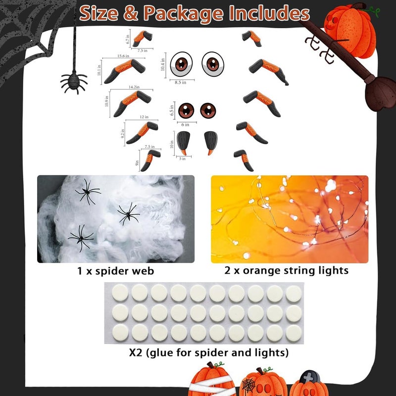 HEORIM Halloween Trunk or Treat Car Decorations Kits,Trunk Or Treat Decorations with Spider Web for SUV, Garage Door, Halloween Car Decorations Outdoor Archway Entryway Decorations - Image 3